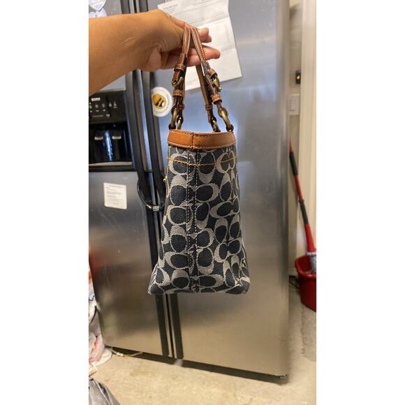 Coach VINTAGE Limited Edition Denim Leather mini Tote signature CCs Y2K suede - Picture 14 of 15